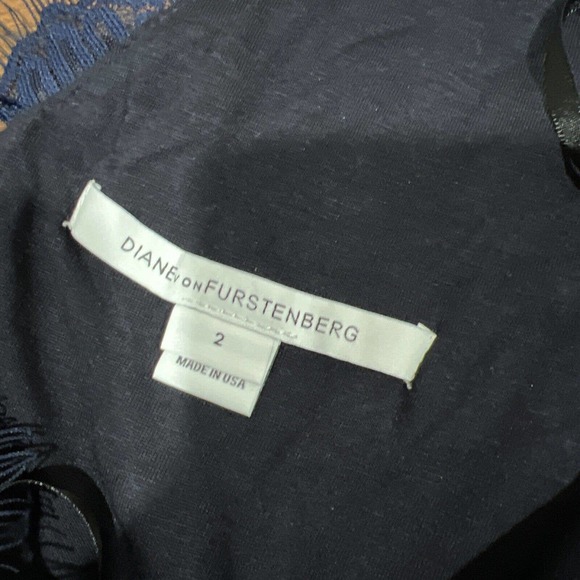 Diane Von Furstenberg Dress 2 Blue Lace Zarita Lace Sheath Dress DVF - Picture 7 of 13